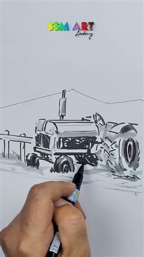 How to Draw a Tractor FAST! 🎨 | SSM Art #shorts