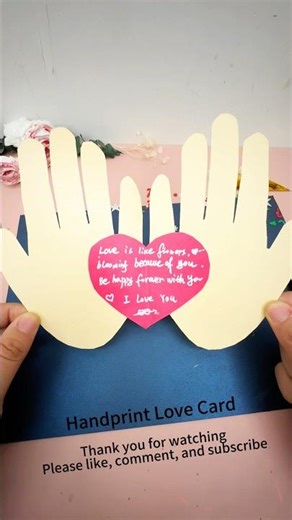 Easy Handprint Love Card DIY #diy #handmade #shorts #giftidea