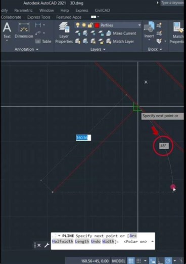 Comando POLAR TRACKING en AutoCAD