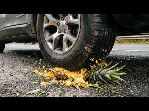 🚗 Car Crushes Pineapple 🍍 | Giant Juice Explosion Experiment | Satisfying Slow Motion