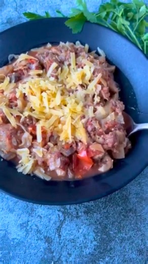 This Slow. Cooker Ground Beef and Cabbage is simple, hearty, delicious, and full of cozy comfort. Tender cabbage and ground beef cook together into an easy satisfying on-pot meal the whole family loves. Comment "recipe" and I will DM the details to you (or check out the first comment) | The Lazy Slow Cooker