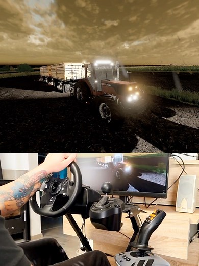 Farming Simulator FiatAgri F140 double Wielton trailer Steering Wheel Manual Gearbox Farmstick #dkgc