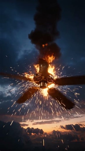 Ceiling Fan Falling from Sky with Fire | AI Video