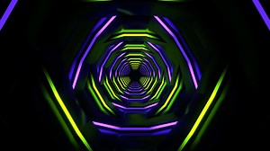 Download Purple and Light Green Pulsing Neon Dark Tunnel Background VJ Loop in 4K for free