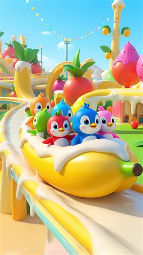 Cute Penguins fun in Fruit, Creamy land 🤩🥰 | Kids fun 🥳 #kidsfun #tiktokkids #cartoon #kidsanimation #fyp