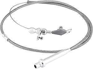 Keenso Th350 Kickdown Cable, Silver Stainless Steel Braided Kickdown Cable for 350 Turbo Transmission Assembly Detent Kickdown for Chevy TH350