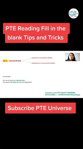 PTE UNIVERSE | EXPERT COACHING on Instagram: "PTE Reading Fill in the Blanks made SIMPLE 🔥 Confused between options in Reading FIB? Learn collocation-based tricks that actually work in the real PTE exam 💯 In this video you’ll learn: ✅ Academic & grammatical collocations ✅ How to avoid negative marking mistakes ✅ Smart selection strategy for higher accuracy Perfect for PTE Academic & PTE Core aspirants targeting Australia 🇦🇺 & Canada 🇨🇦 📌 Follow PTE Universe for daily PTE tips #PTE #PTERea