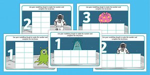 Space and Aliens Ten-Frame Number Modelling Dough Mats