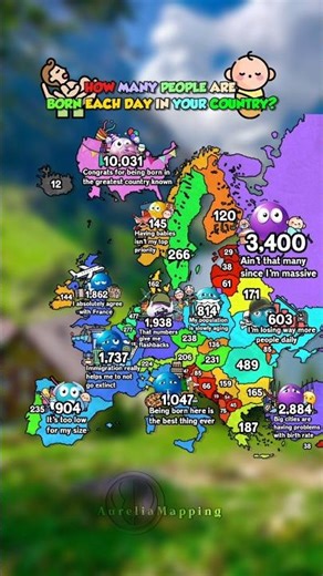 How many people are born each day in your country? 👶🗺️ #europe #mapping #geography #shorts