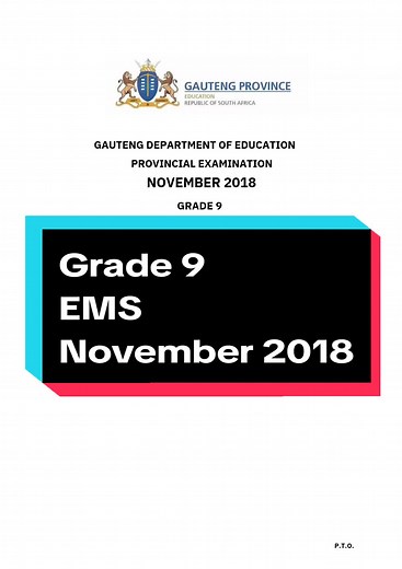 Grade 9 Economic and Management Science November 2018: Past Year Papers