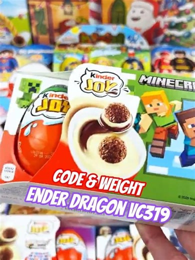 🐉 Kinder Joy Minecraft ASMR Unboxing Ender Dragon VC319 Code & Weight!