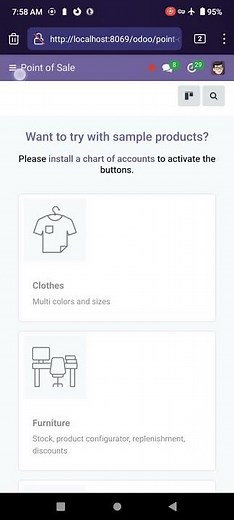Demo: Odoo ERP 18 (Open Source) Point of Sales App on Android Mobile with Local PostgreSQL Database