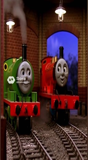 James and Percy talking on the sheds