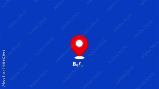 Location of the city of Berlin ,the name of the place with the location has been displayed, sign animated with alpha channel 4k video GPS location tracking icon..
