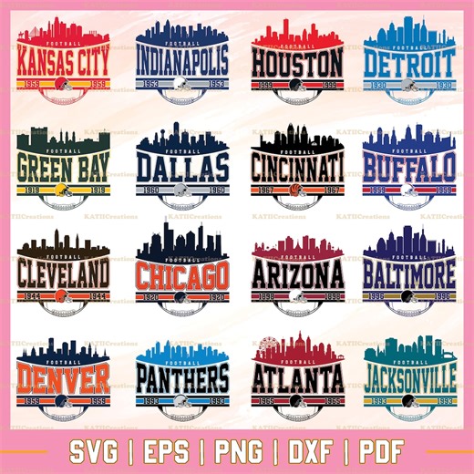 32 Football Team Designs Bundle SVG - Football Skyline Design Bundle PNG - Football Team Mascot Svg, Png, EPS - Etsy Canada