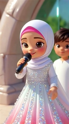 “Adorable Hijab Baby Recites Gazal in Shiny Stone World of Makkah ✨” #shortvideo #islamicshorts