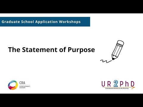Graduate School Application Workshop 4: The Statement of Purpose