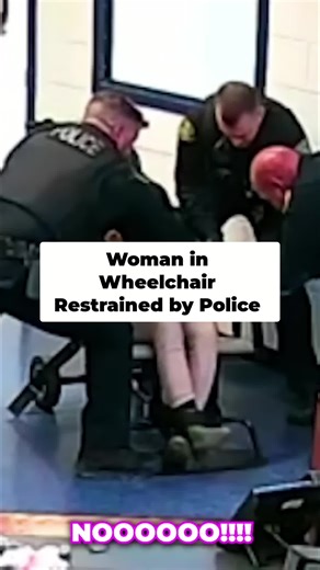 Shocking footage: Woman in wheelchair restrained by officers, claims innocence. What happened here? #Justice #CaughtOnCamera #PoliceIntervention #InnocentUntilProvenGuilty #HumanRights