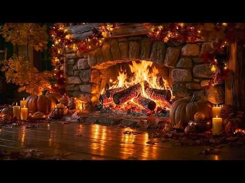🍁 Cozy Fall Fireplace 4K 🔥 Real Crackling Fire Sounds for Sleeping & Peaceful Relaxation (10 HOURS)