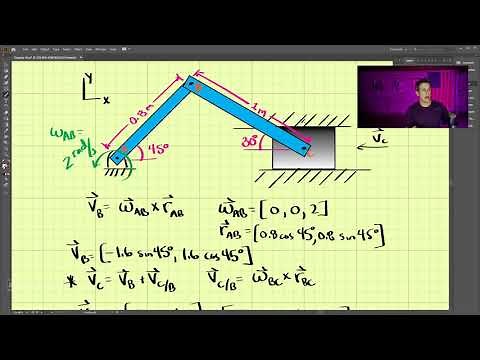Dynamics - Chapter 16 (6 of 6): Relative Motion & Instantaneous Center (Slider Crank Example)