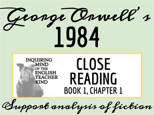 1984 Book 1 Chapter 1 Close Reading Worksheet | Teaching Resources