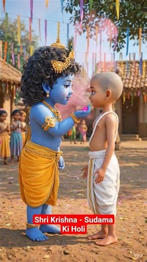Krishna Sudama Ki Holi 😍 #shorts #krishna #holi #youtubeshorts #kidsstories #ai #animation #cartoon