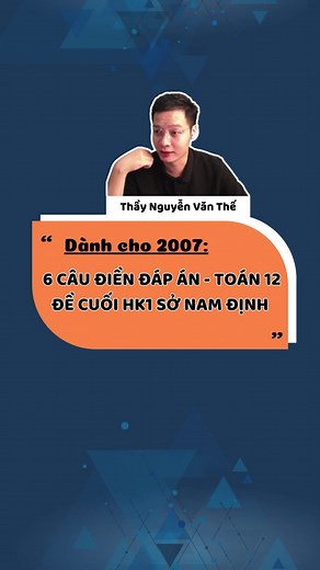 Đáp án Đề Toán 12 Cuối Học Kỳ 1 Sở Nam Định