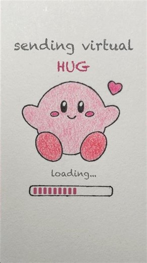 Sending a Virtual Hug 💖 | Cute Kirby Drawing & Animation #shorts #kirby #cuteart
