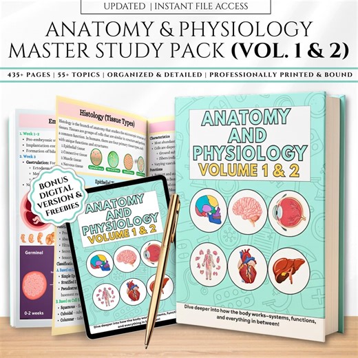 Anatomy and Physiology Study Guide | A&P Physical Book VI-VII | Human Anatomy Notes for Nursing Students | Free Digital Bonus Resources - Etsy