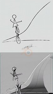 Viewport vs Final Render | 2D Stickman Bicycle Animation in Blender 🚴‍♂️✨