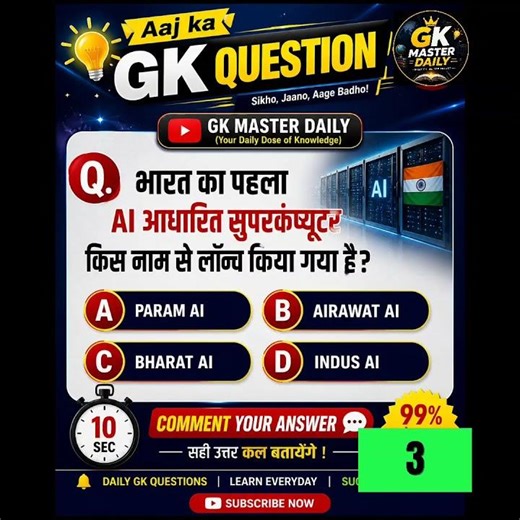 India ka pehla AI Supercomputer ka naam kya hai? | 99% fail 😱