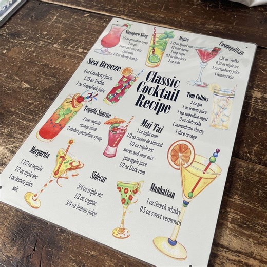 Classic Cocktail Recipe Metal Sign – Vintage Bar Humour Wall Plaque - Etsy