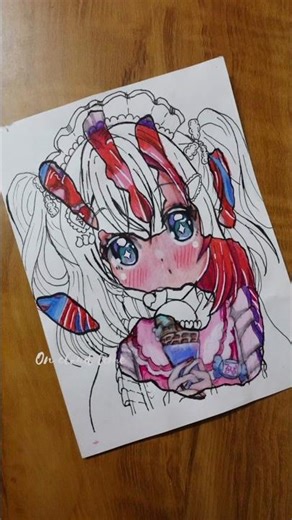 Drawing Ruby Kurosawa 🍦Hand stained art 🎨 #animedrawing #shorts #aiscream #art #loveline
