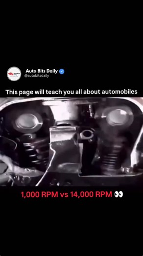 AutoBits Daily – Auto Explained on Instagram: "This is what RPM really changes inside an engine. ⚙️🔥 At 1,000 RPM, the engine runs smoothly — focusing on stability, lubrication, and efficiency. At 14,000 RPM, everything is operating at the edge of its design — faster combustion, extreme forces, and massive mechanical stress. Same engine. Completely different behavior. RPM defines power, durability, and performance. Follow for real auto knowledge."