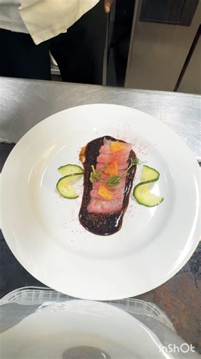 Hamachi fish with orange citris dressing #trendingshorts #food #saladdressing