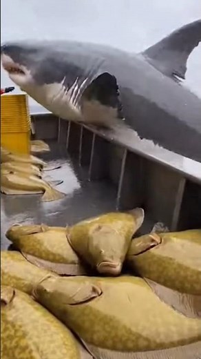 SHARK ATTACKS FISHING BOAT! Great White Steals Catch in Wild Ocean Encounter.