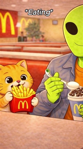 Alien vs Cat: Who Picked the Better McDonald’s Snack? 👽🐱