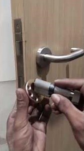 DIY Installing Door Lock Assembly.🚪✨ #woodworking #carpentry #woodart #ASMR #woodworker