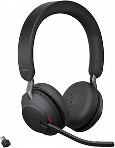 Jabra Evolve2 65 Wireless PC Headset – Noise Cancelling UC Certified Stereo Headphones with Long-Lasting Battery – USB-C Bluetooth Adapter – Black