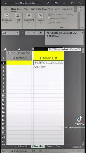 Excel tip drop down list to filter