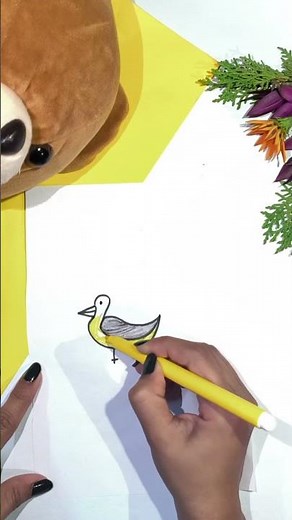 Easy Duck Drawing Trick Using Number 2 ✍️🐤 | Simple Drawing for Kids | Easy Art Idea #shorts