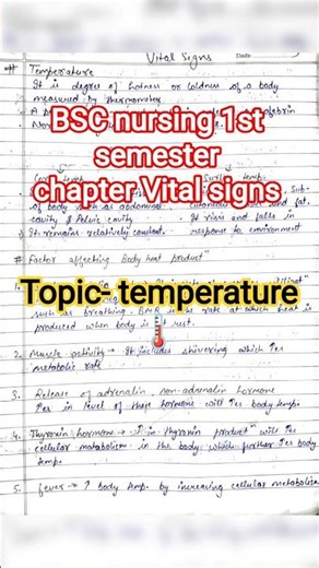 ⭐topic- temperature(fever)🫀 bsc nursing 1st semester chapter Vital signs #handwritten #study #notes