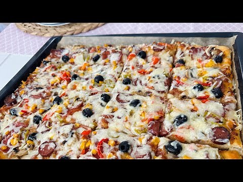 Homemade pizza with everything - on a tray in an extra fluffy crust | Passion & Savoure