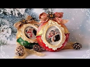 Vintage Christmas ornament /Decoupage/tutorial step by step/DIY
