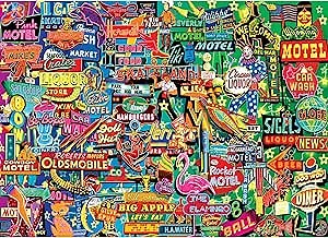 RoseArt - Kodak Premium - Neon Signs - 1000 Piece Jigsaw Puzzle for Adults