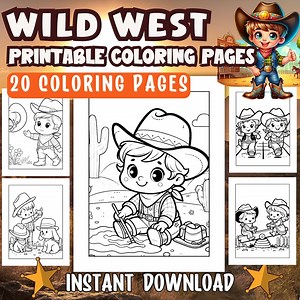 Wild West Coloring Pages, Printable Cowboy Colouring Sheets, Kids Coloring Activities Download, Digital Download, Rodeo, Cowgirl, Western - Etsy