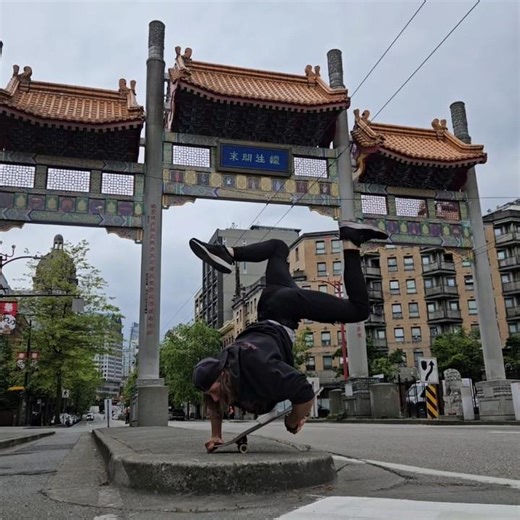 Eating Chinese Food While Balancing on a Skateboard (Bad Idea) #shorts #challenge