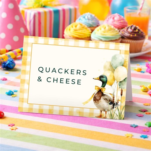 Mallard Duck Birthday Food Labels, Printable Folded Buffet Cards, Editable Canva Template - Etsy