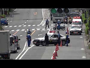 パトカー緊急走行で道路封鎖!!国道を大規模規制して行われた実況見分!!最後はパトカー4台で先頭固定誘導しながら規制解除!!