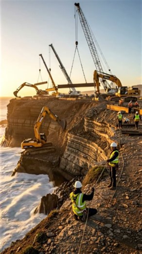 Cliffside engineering: Building #coastaldamage #erosioncontrol #civilengineering #shorts #mustwatch